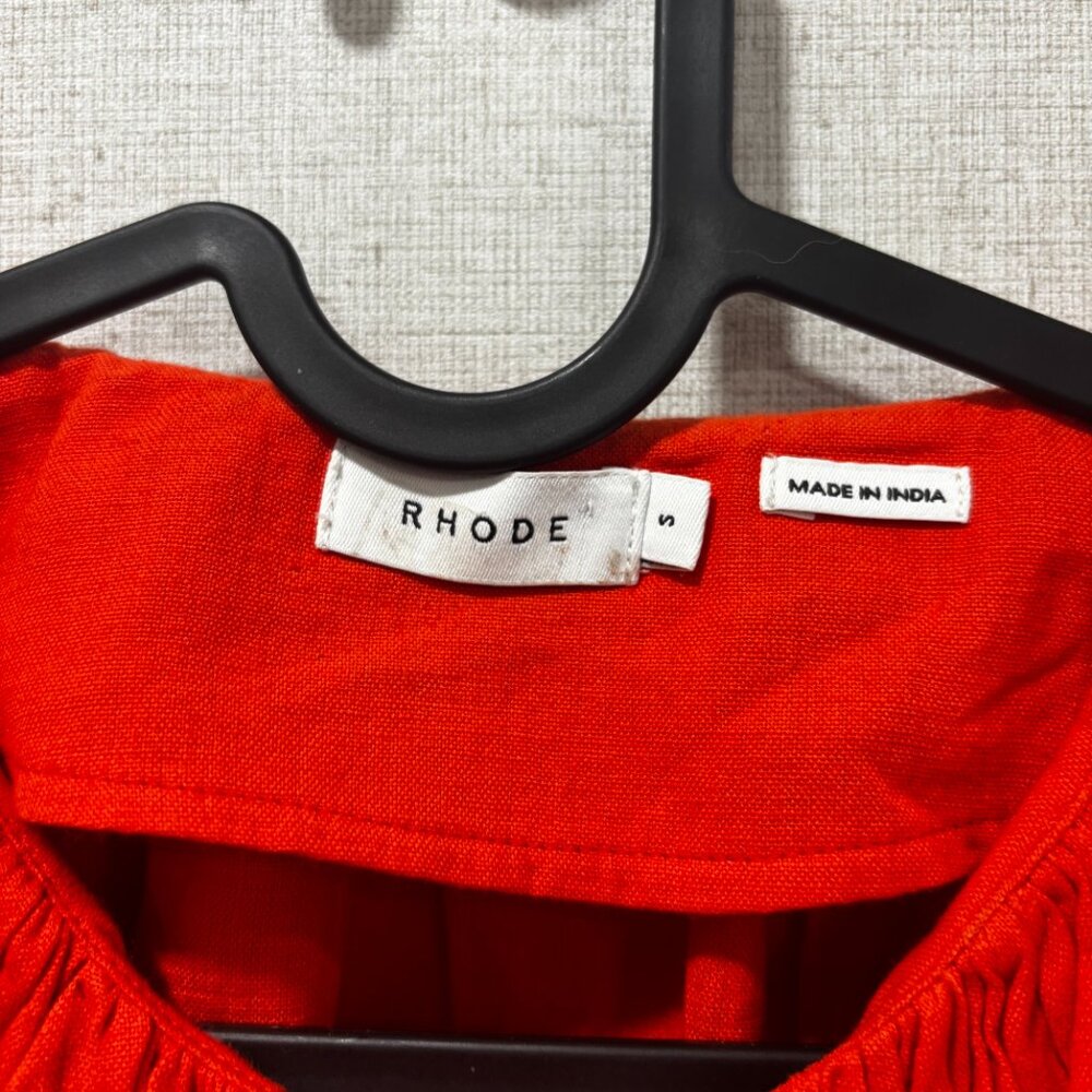 Rhode Veronica Balloon Sleeve Top in Electric Red Holiday Blouse Size S Luxury - Picture 4 of 5